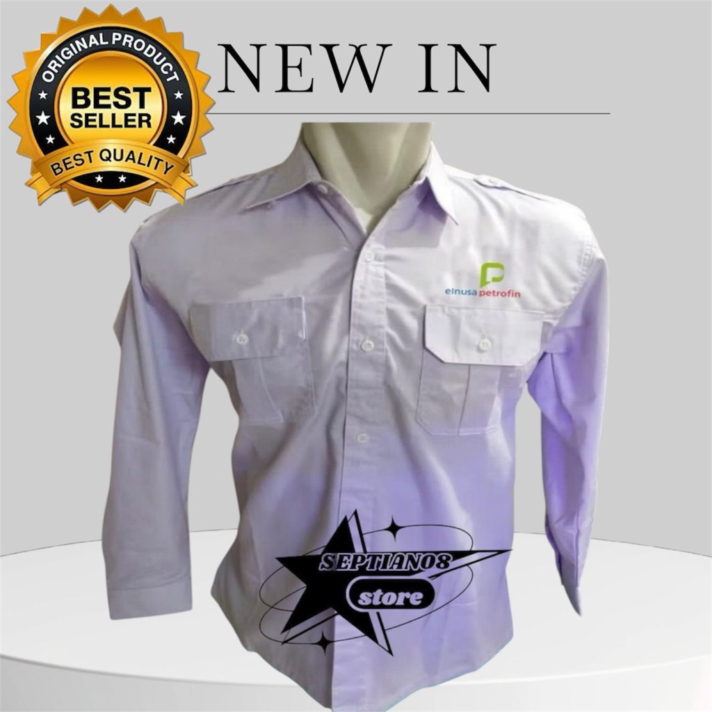 kemeja seragam elnusa petrofin terbaru putih kantung 2