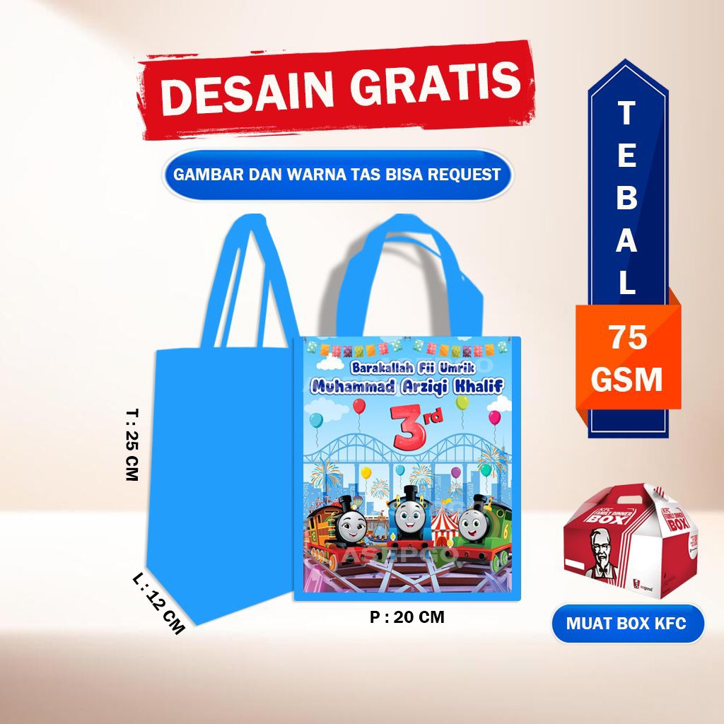 tas ultah kereta thomas anak custom/souvenir tas ultah