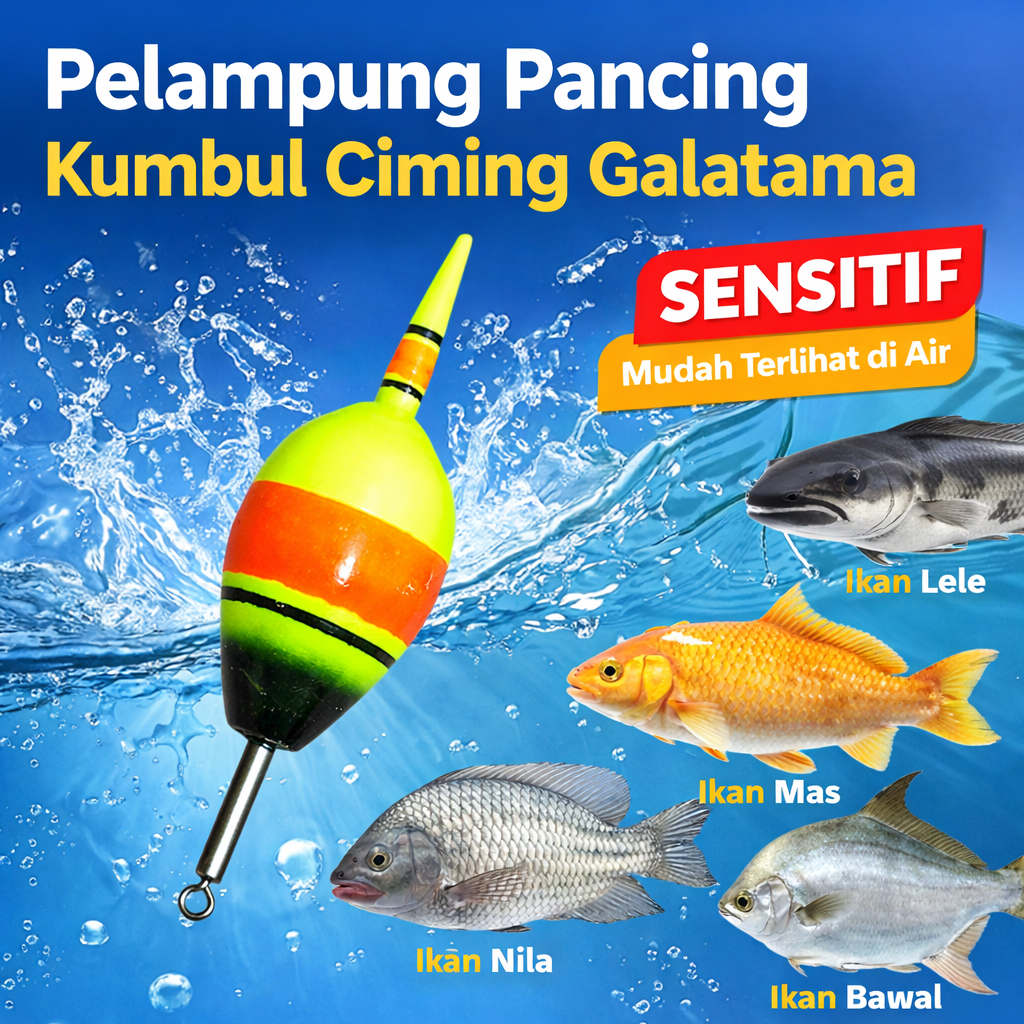 Pelampung Pancing Kumbul Ciming Galatama – Sensitif Untuk Ikan Nila, Mas, Lele, Bawal Bahan kayu sup