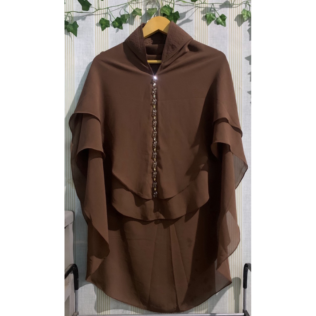 Hijab Ceruti premium Khimar coklat