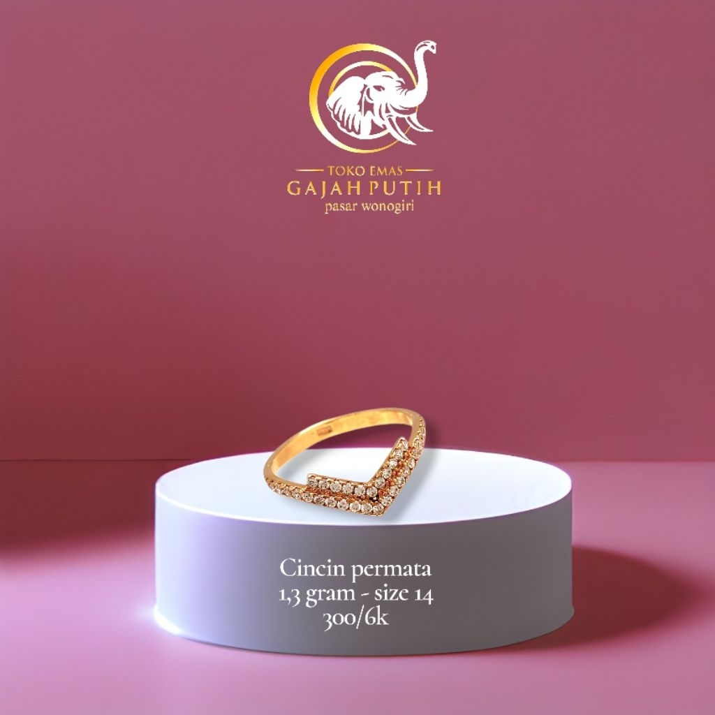 Cincin emas permata 1,3 gram