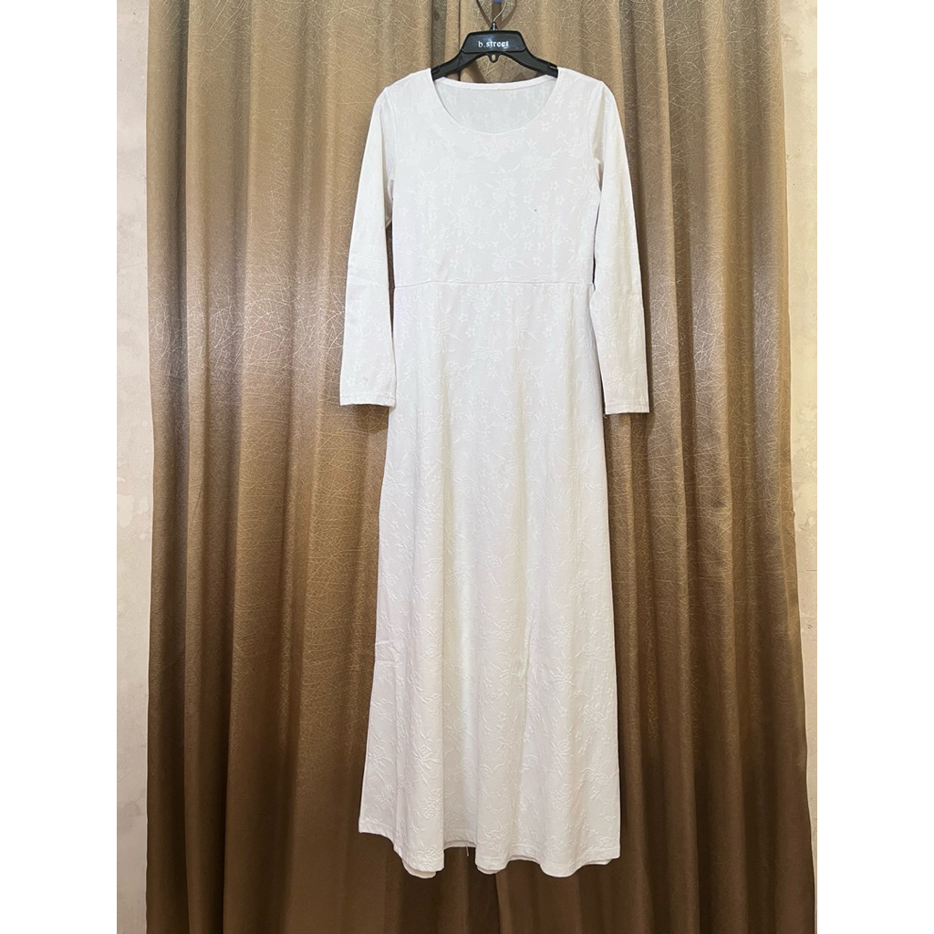 Dress Putih bordir timbul - Dress Wanita putih - Gamis wanita
