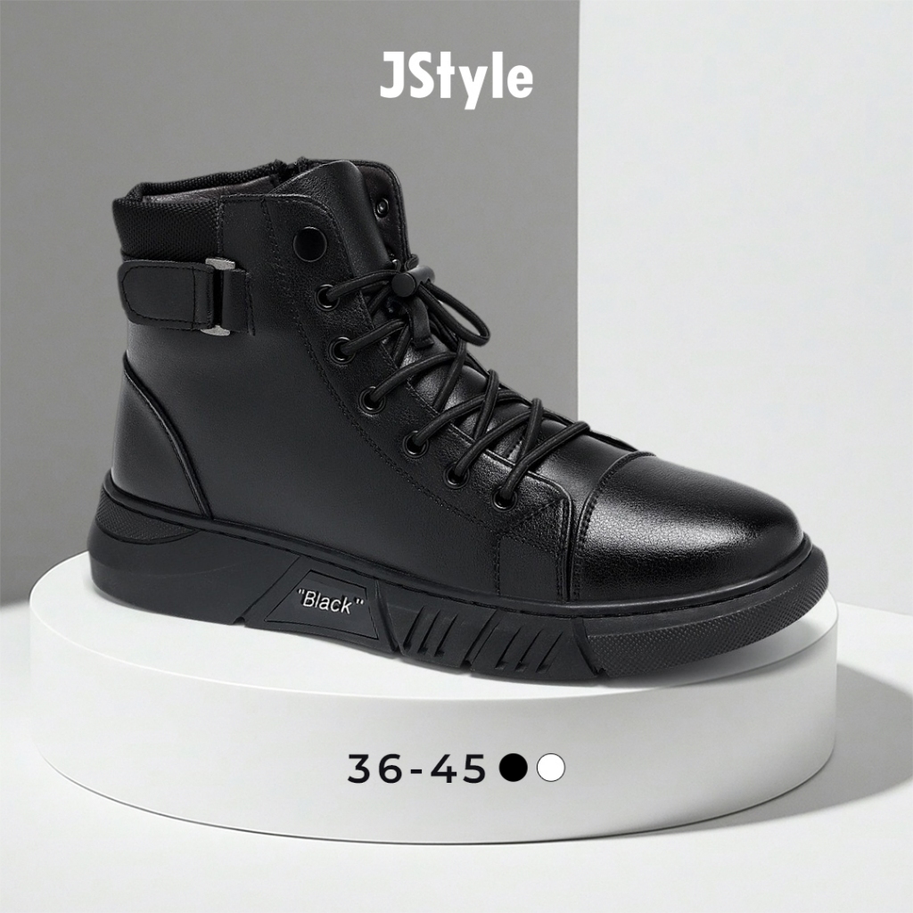 JS Sepatu Boots Pria Terbaru ala Korea Style Sepatu Kerja Pria Sepatu Security Spatu Satpam Boots Fa
