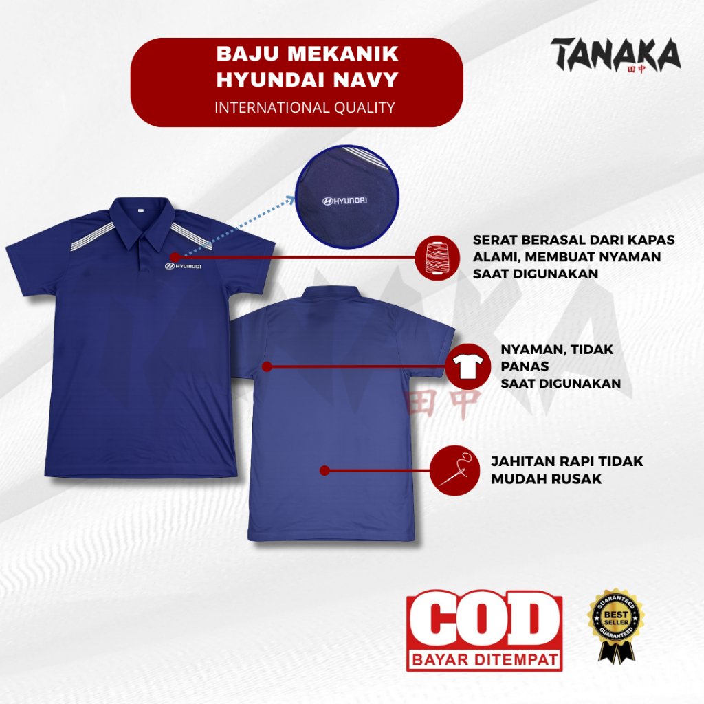 Baju mekanik hyundai Navy | Atasan hyundai  | Baju Biru dongker | Kemeja mekanik dongker
