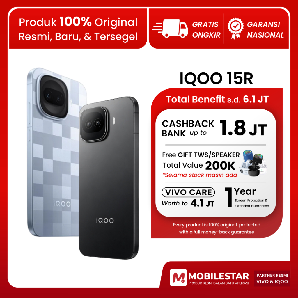 [BNIB] HP Gaming iQOO 15R 12+512 GB | Snapdragon 8 Gen 5 | Baterai 7600 mAh | Layar 1.5K 144Hz AMOLE