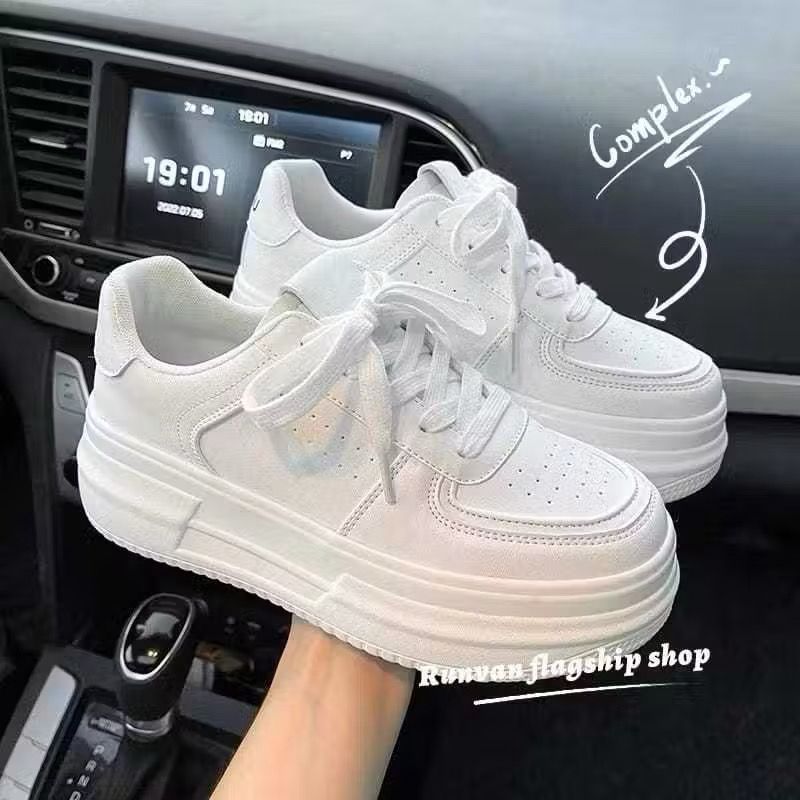 Sepatu Sneakers Putih Polos Wanita Sepatu Sekolah Cewek HItam Polos Korean Style/Sepatu OOTD wanita 