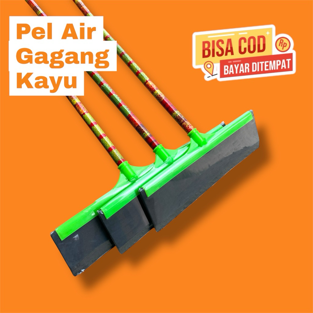 Wiper Lantai Karet Gagang Kayu - Wiper Plus Gagang