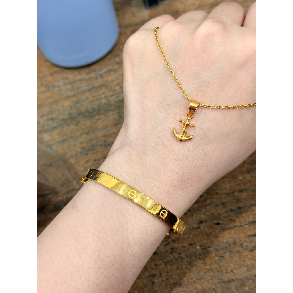 gelang dan kalung fancy jangkar emas asli kadar 875