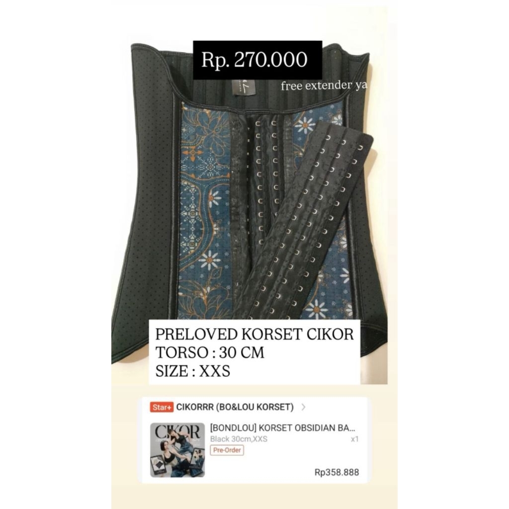 [PRELOVED] KORSET CIKOR BONDLOU | KORSET OBSIDIAN BATIK | FREE EXTENDER