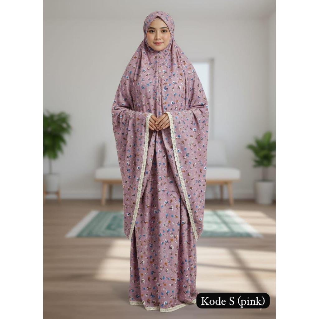 MUKENA TRAVEL RENDA MOTIF SLETING + TAS POUCH BATCH 3