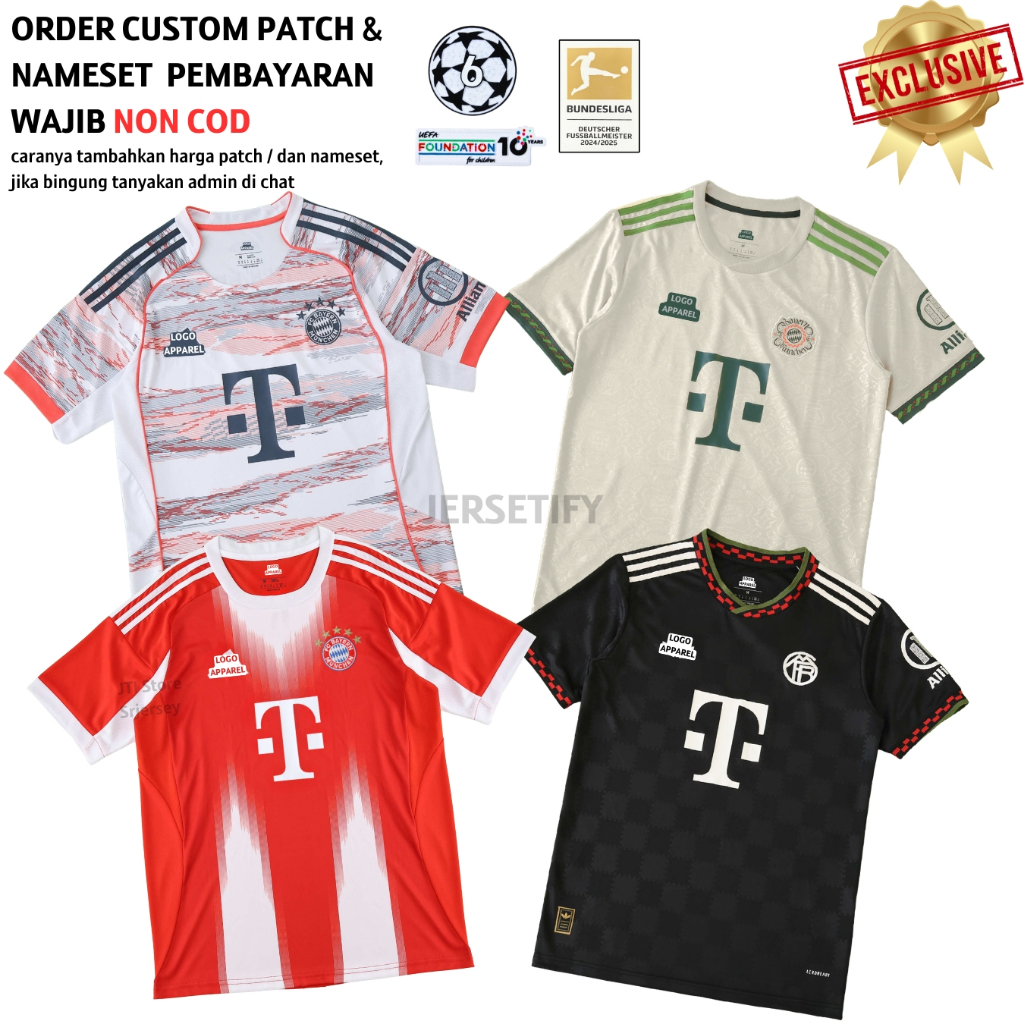 Jersey Byrn Mnchn Home Away 3RD Oktoberfest 2025 2026 Baju Bola Merah Putih Hitam Crem Pasang Custom