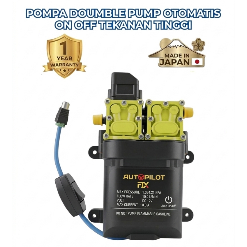 AUTOPILOT FIX Dual Pump Hiu Mesin Pompa Air DC 12volt Dinamo Pompa Sprayer Tekanan Tinggi