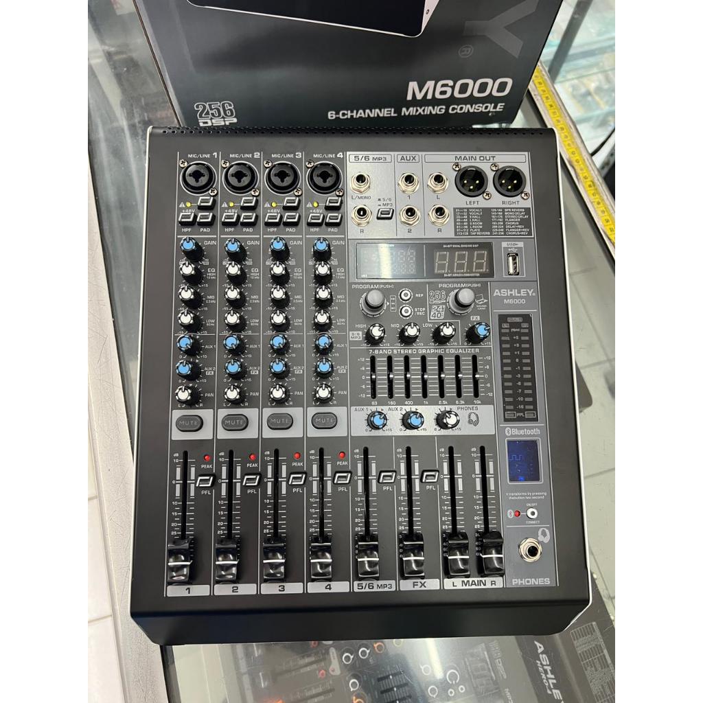 Mixer Power Ashley M6000 M-6000 Power Mixer M 6000 Original 6 Chanel 4 Chanel + 2 Stereo Line in Efe