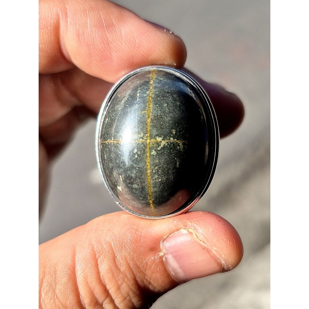 Natural batu akik tapak jalak tali emas