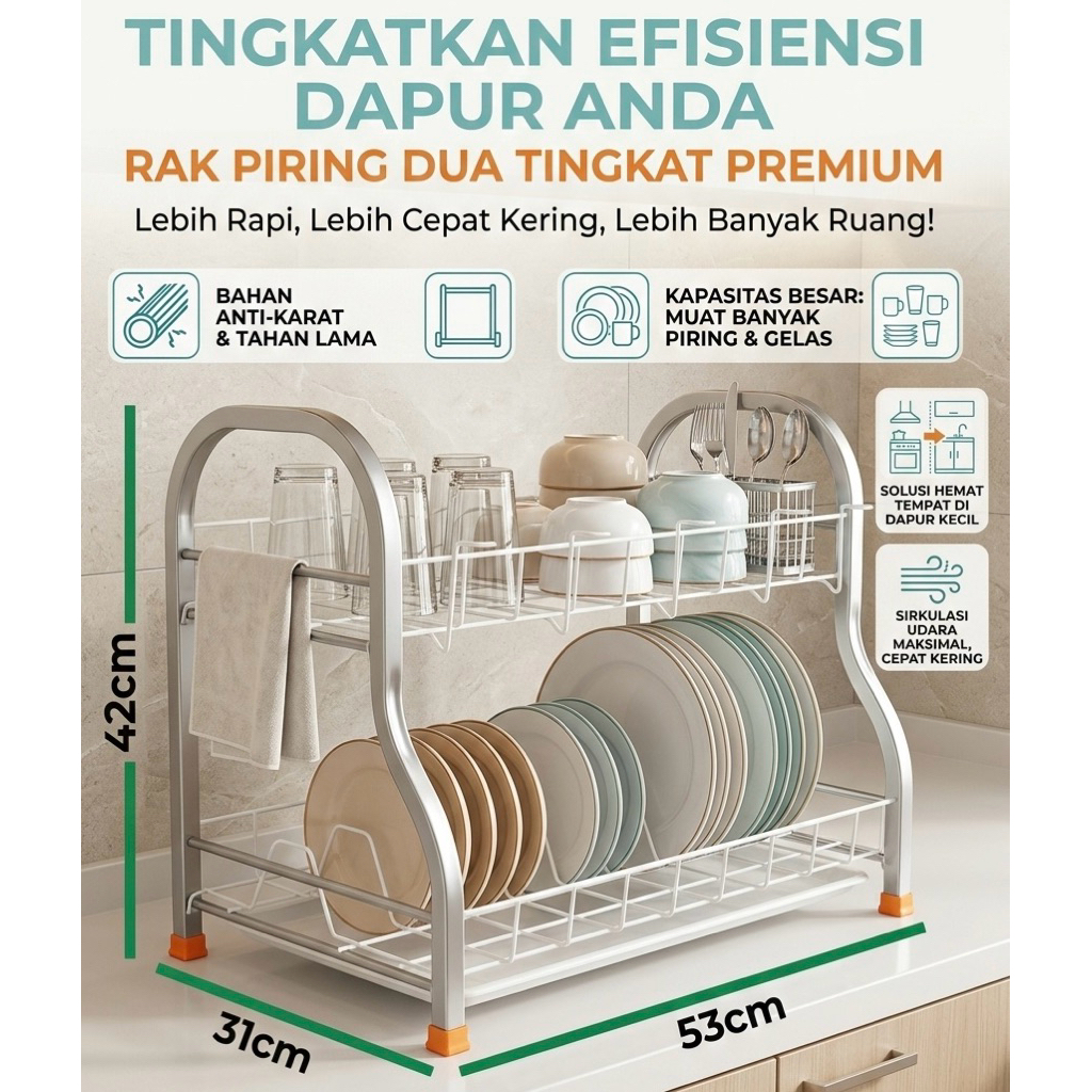 rak piring RPL02 aluminium dmix susun 2