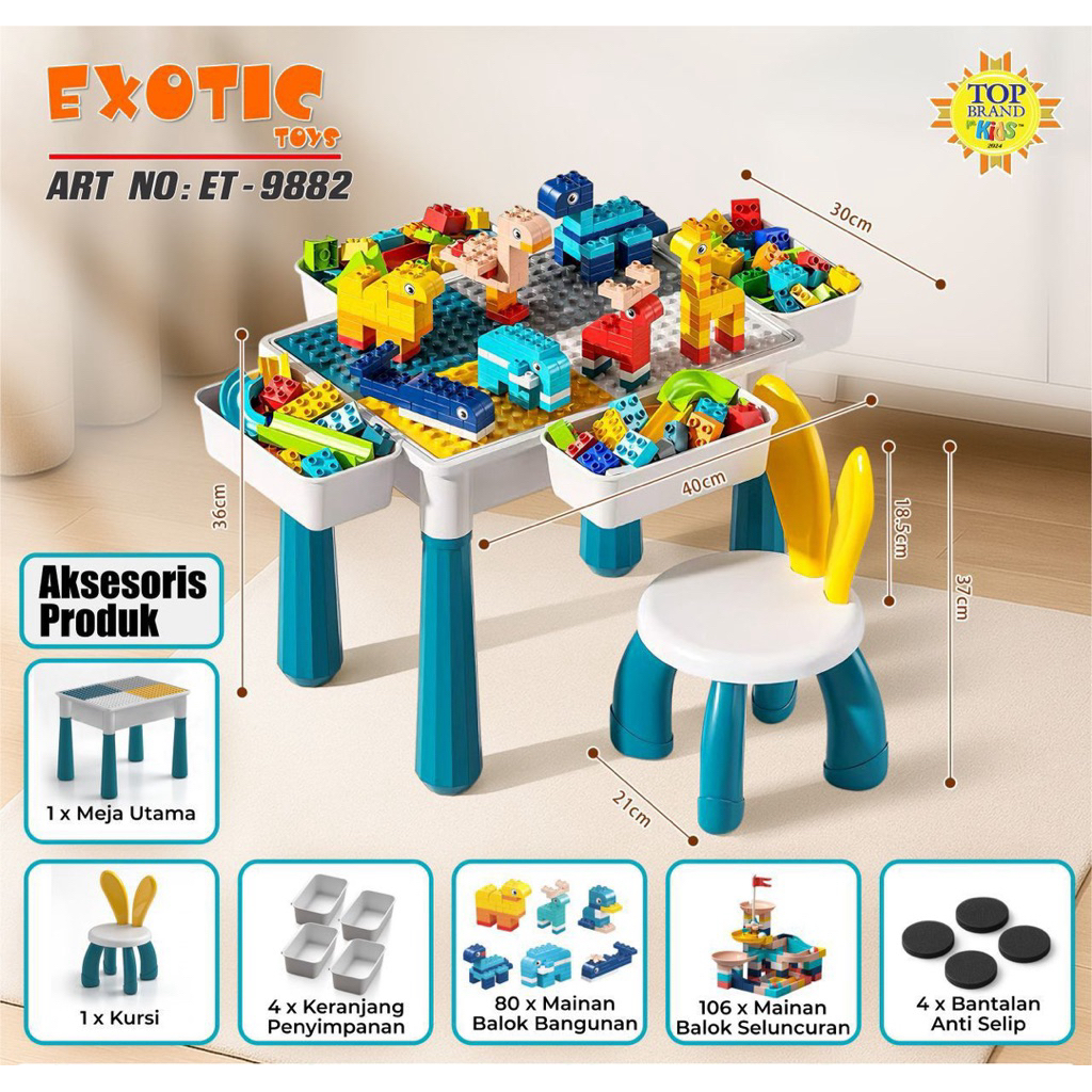 Meja Mainan Anak Exotic sb988 ET9882 ET9884 ET-9882 ET-9884 Multifungsi Dan Belajar Anak Mainan Lego