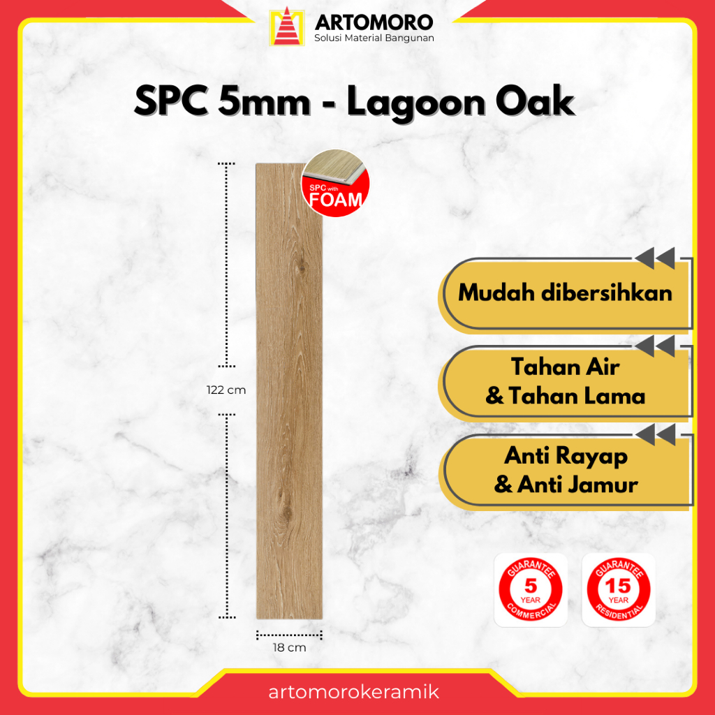 SPC 5mm (with IXPE foam) Lagoon Oak - KIA | Stone Plastic Composite | Lantai Vinyl Kayu - Click & Lo