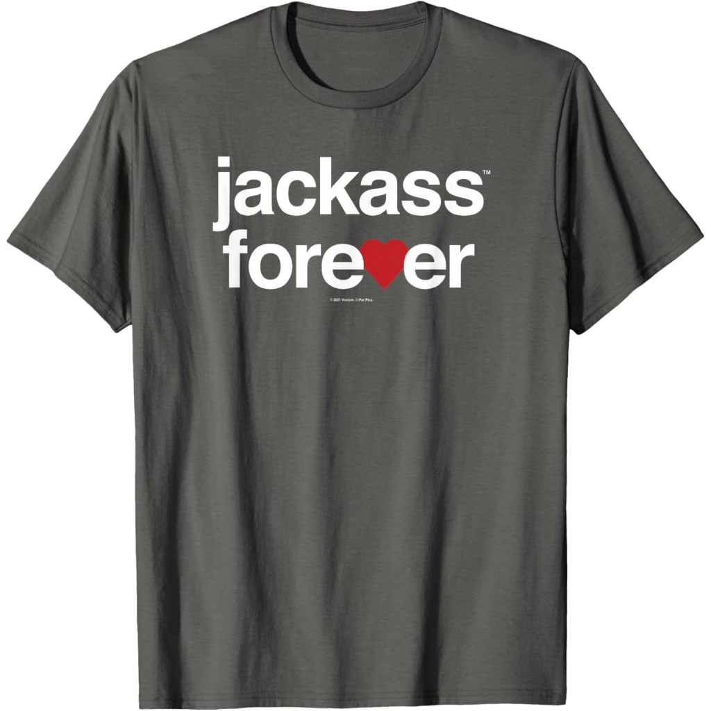 Kaos Jackass Forever Red Heart Logo T-Shirt – Baju Vintage 90s Retro Pria Wanita Unisex Cotton Combe
