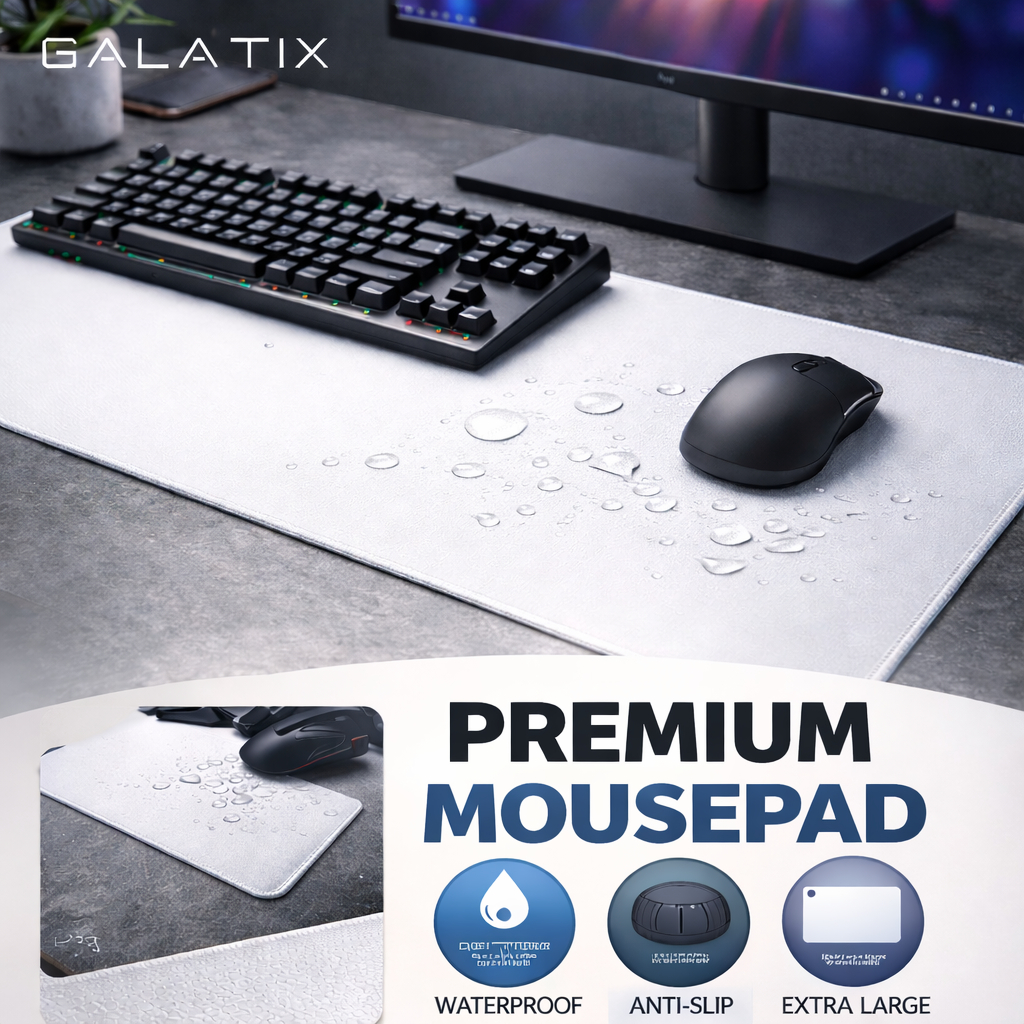 Galatix Mouse Pad Polos Putih White Waterproof DeskMat Gaming Mousepad Besar Alas Mouse Laptop Dijah