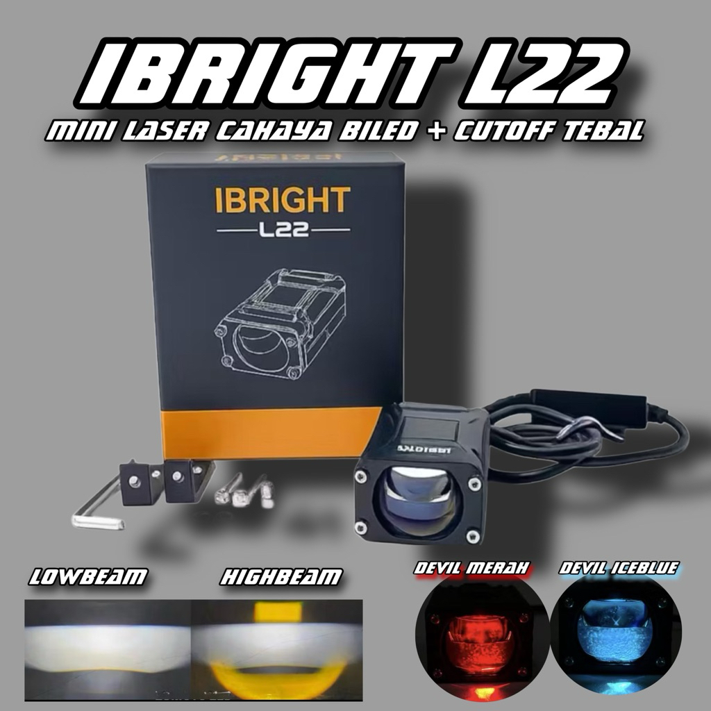 Ibright L22 cahaya biled mini 3 warna laser sorot gepeng lampu d2 x1