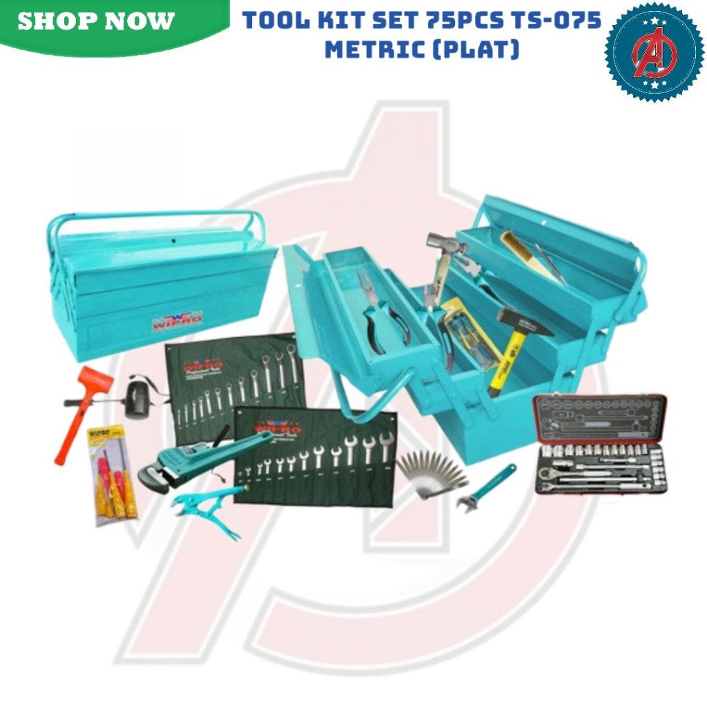 Tool Kit Kunci Set 75pcs WIPRO TS-075 / Tool Kit Sock Sok Set Box WIPRO TS075 - TOOL KIT SET BOX WIP