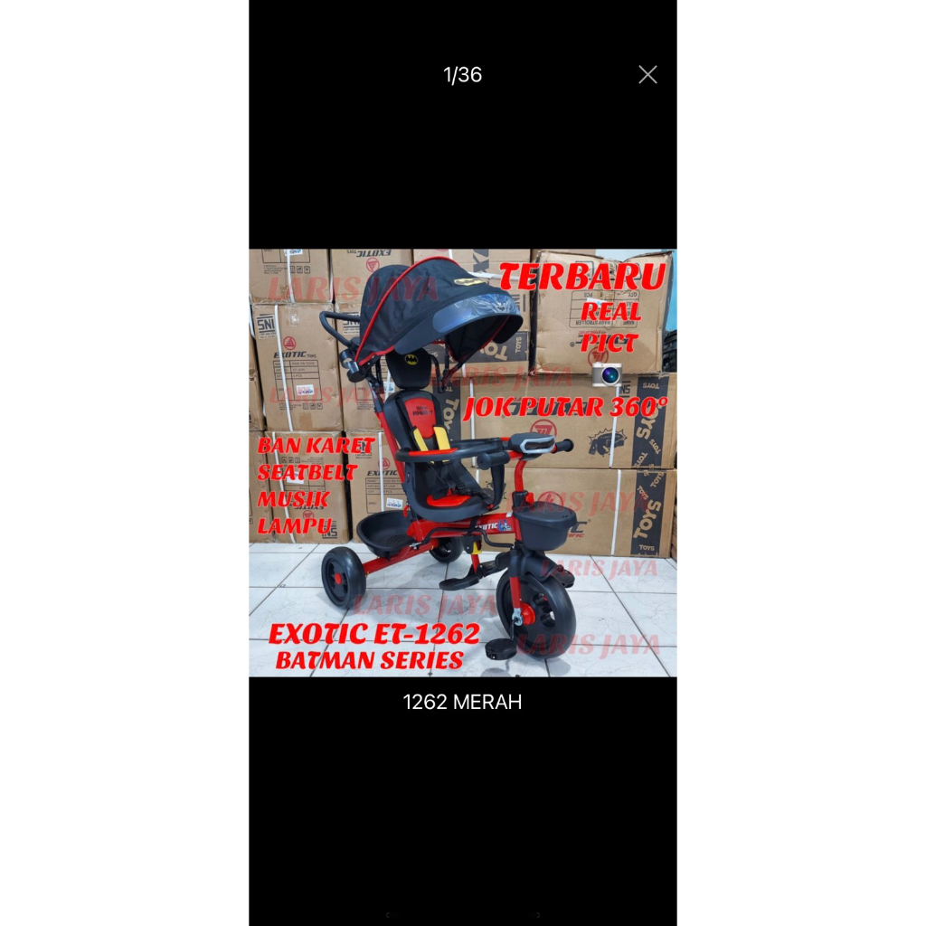 PRELOVED SEPEDA ANAK RODA 3 EXOTIC ET1262, JUAL BUTUH
