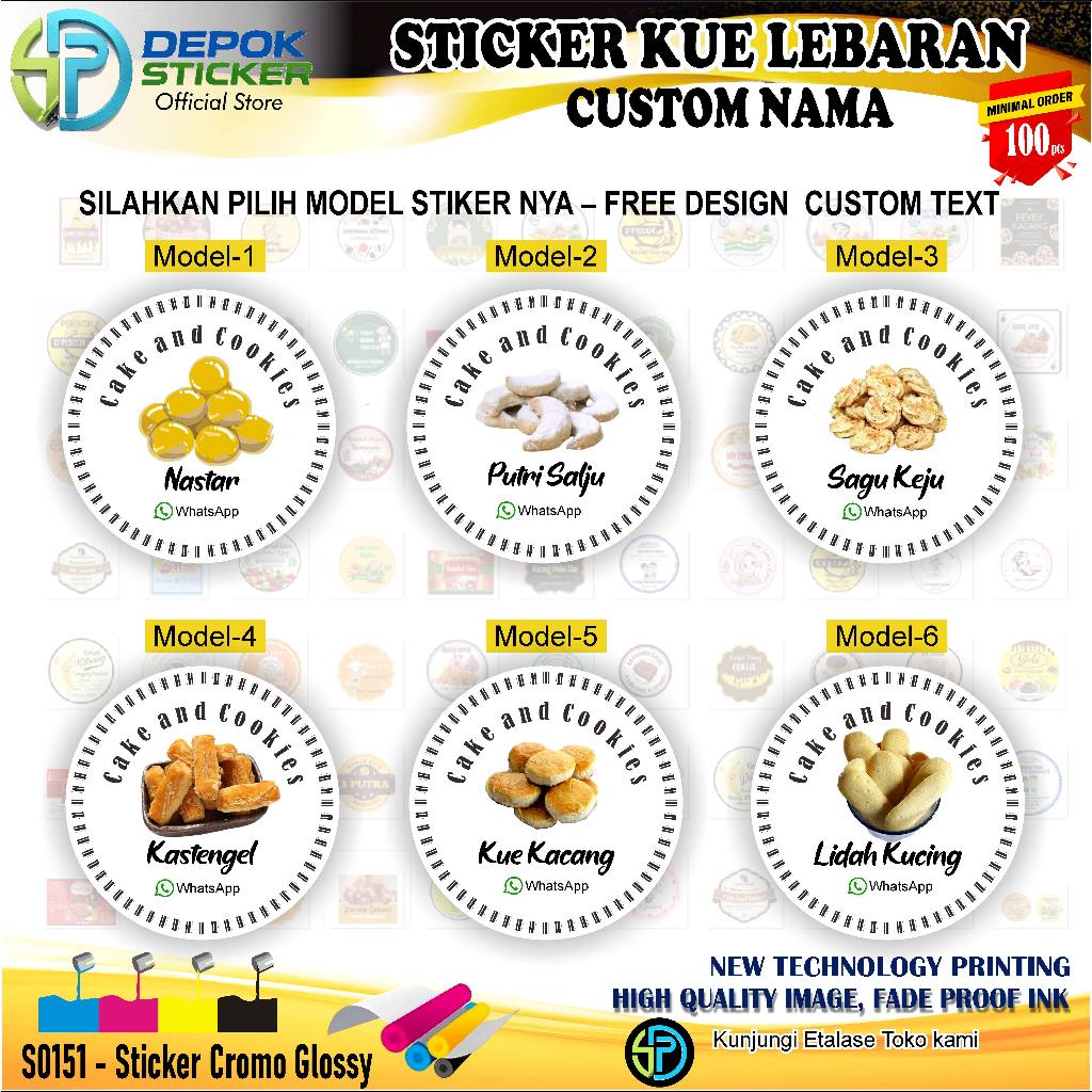 Stiker kue lebaran kue Toples Custom Nama