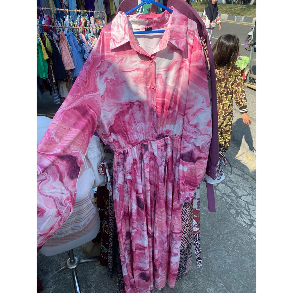 preloved gamis karet di pinggang