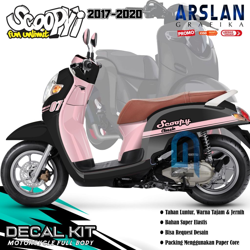 Decal Scoopy New 2017-2020 Full Body Simpel - Stiker Scoopy New 2017-2020 - Set Variasi Classic