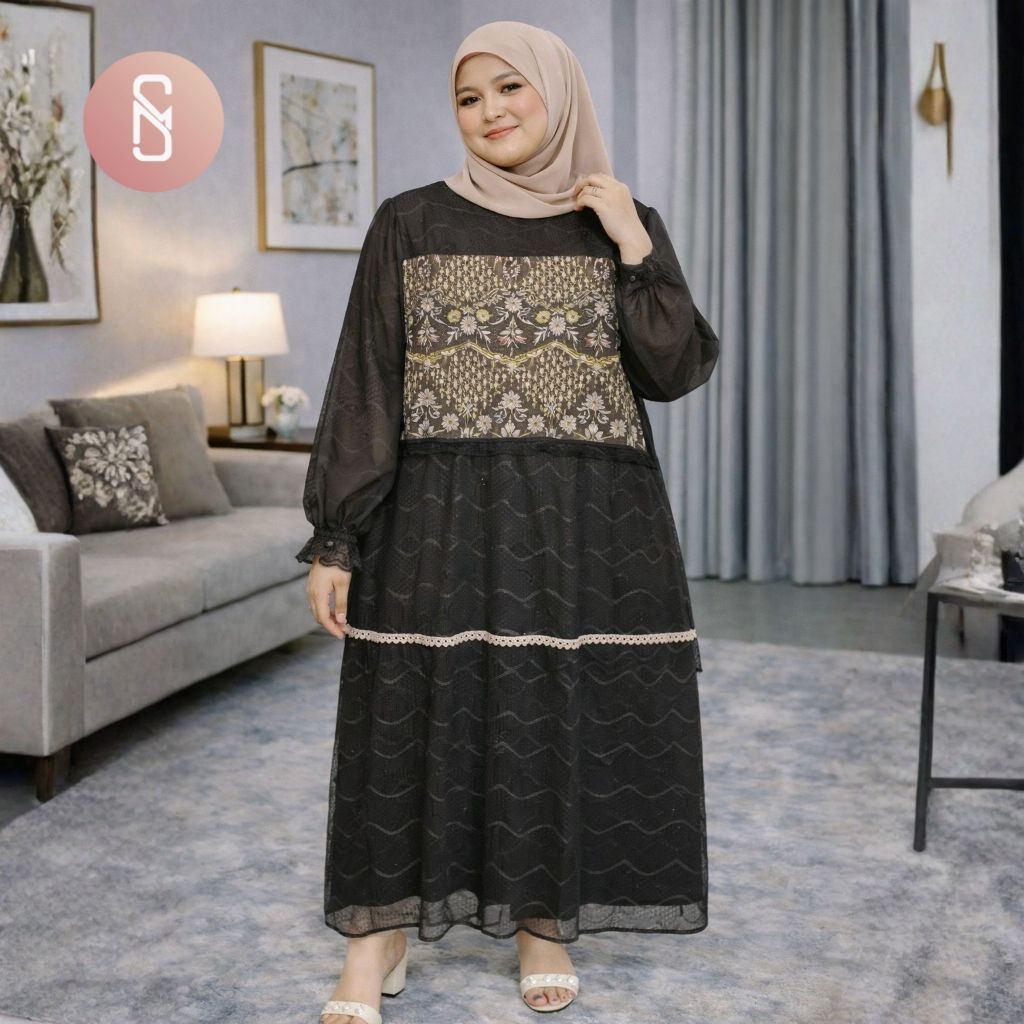 Myshawl Teara Myshawl Dress Jumbo Brukar Tille Pesta Big Size Up To Ld 140cm Gamis Mewah Syari Musli