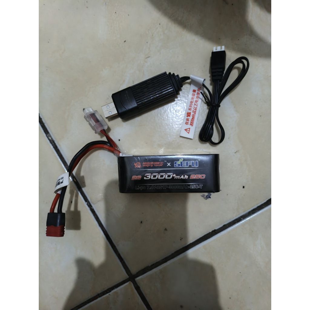 baterai battery rc car lipo 2s 7.4v 3000mah 25C