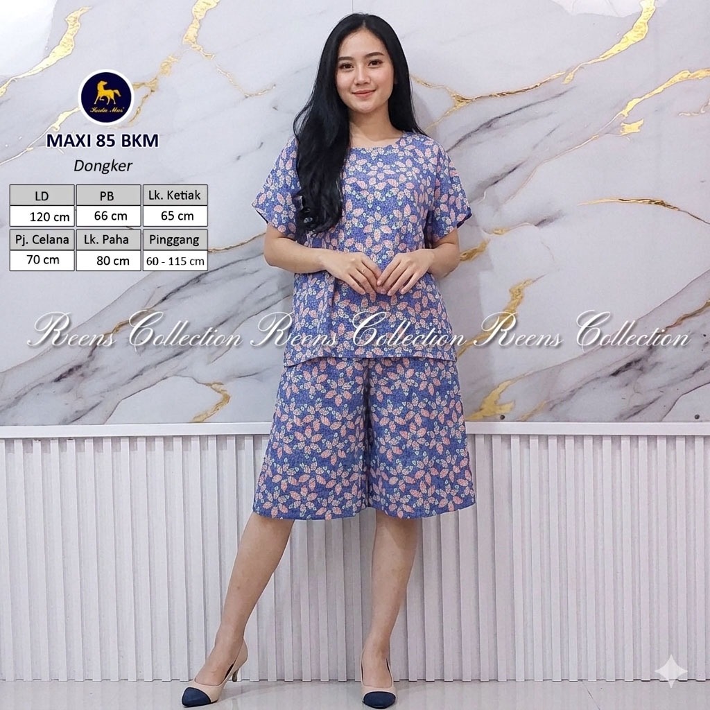 Batik Kuda Mas Setelan Maxi 85 Piyama Wanita Kulot Lengan Pendek LD 120 cm Tanpa Kancing