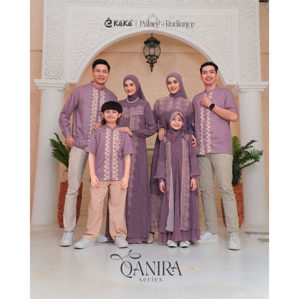 KEKE RIA RICIS BAJU SARIMBIT KELUARGA MUSLIM QANIRA MULBERRY COUPLE KOKO & GAMIS MOTIF TERBARU LEBAR