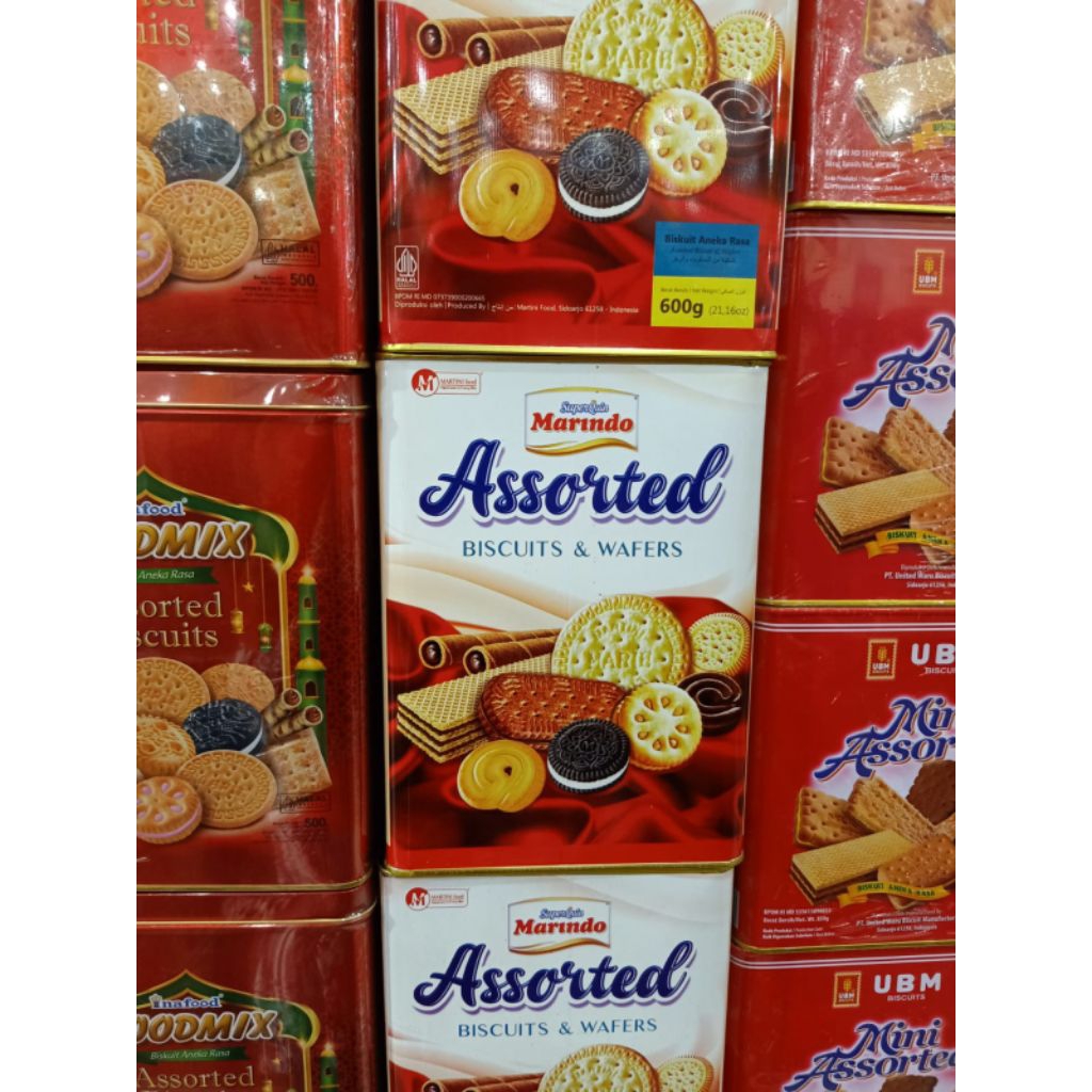 Marindo assorted biscuit aneka rasa kaleng kotak 600g