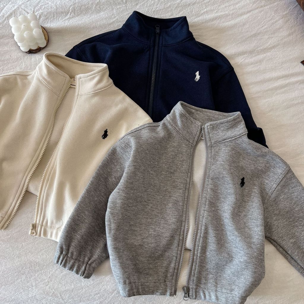 CSW2133 Jaket P0L0 kuda Tebal Anak laki-laki/perempuan/Kerah tinggi/Sweatshirt Resleting/sweater