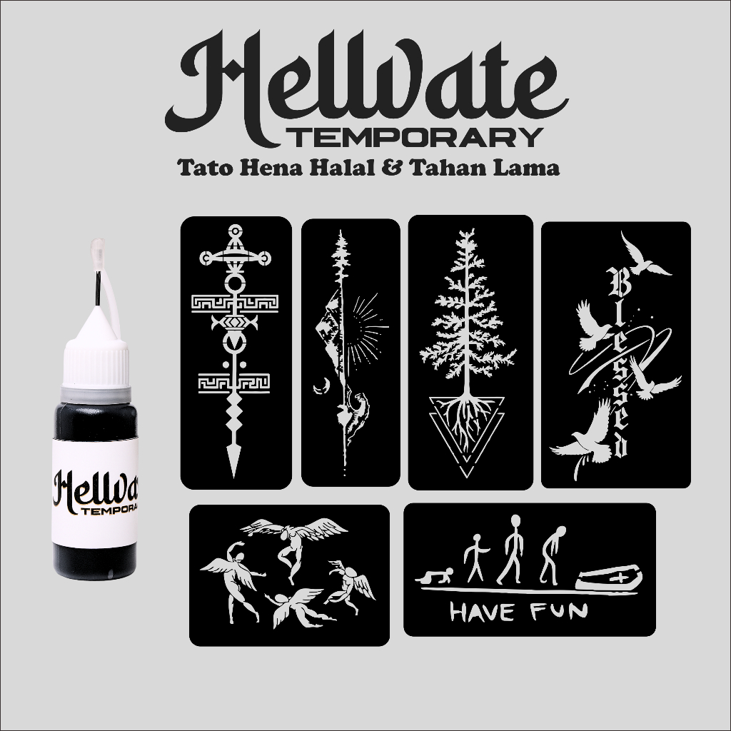 Tato Henna Tato Halal Tato Temporer Tahan Lama Bisa Custom Hena Kit K Hellvate Temporary