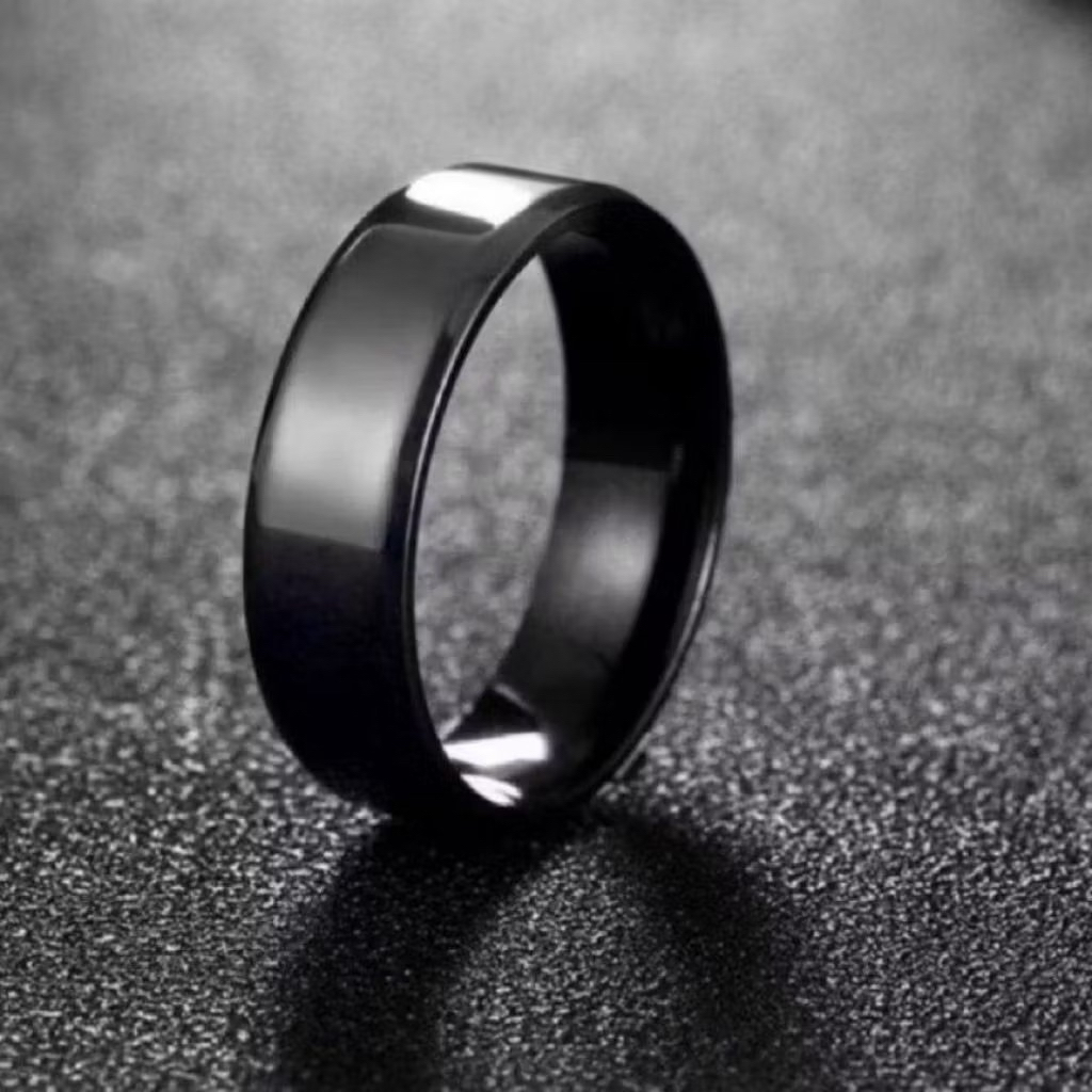 cincin perhiasan elegan pria wanita - aksesoris fashion HITAM