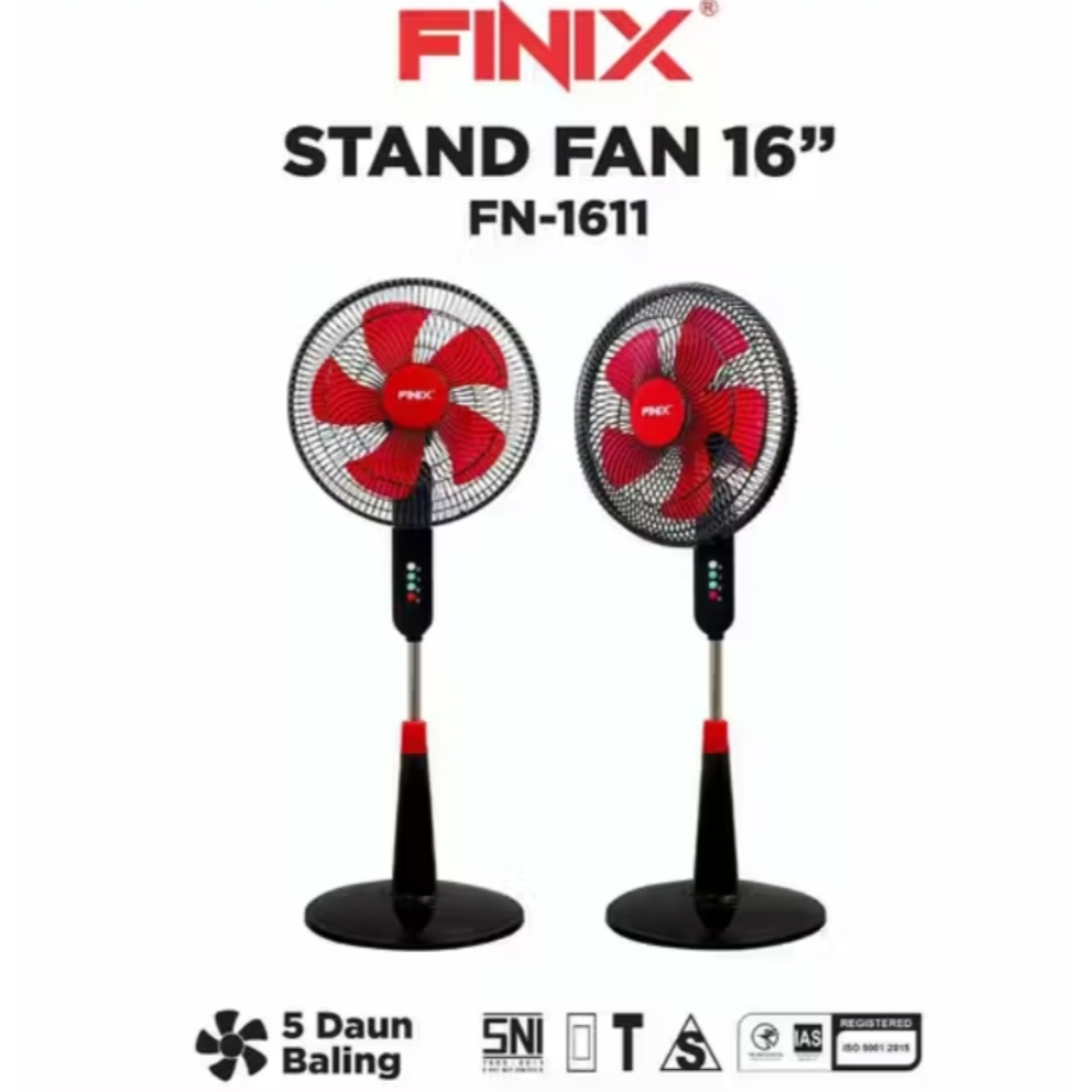 FINIX FN-1611 Kipas Angin Berdiri 16 inch Stand Fan 3 kecepatan 5 Baling Plastik