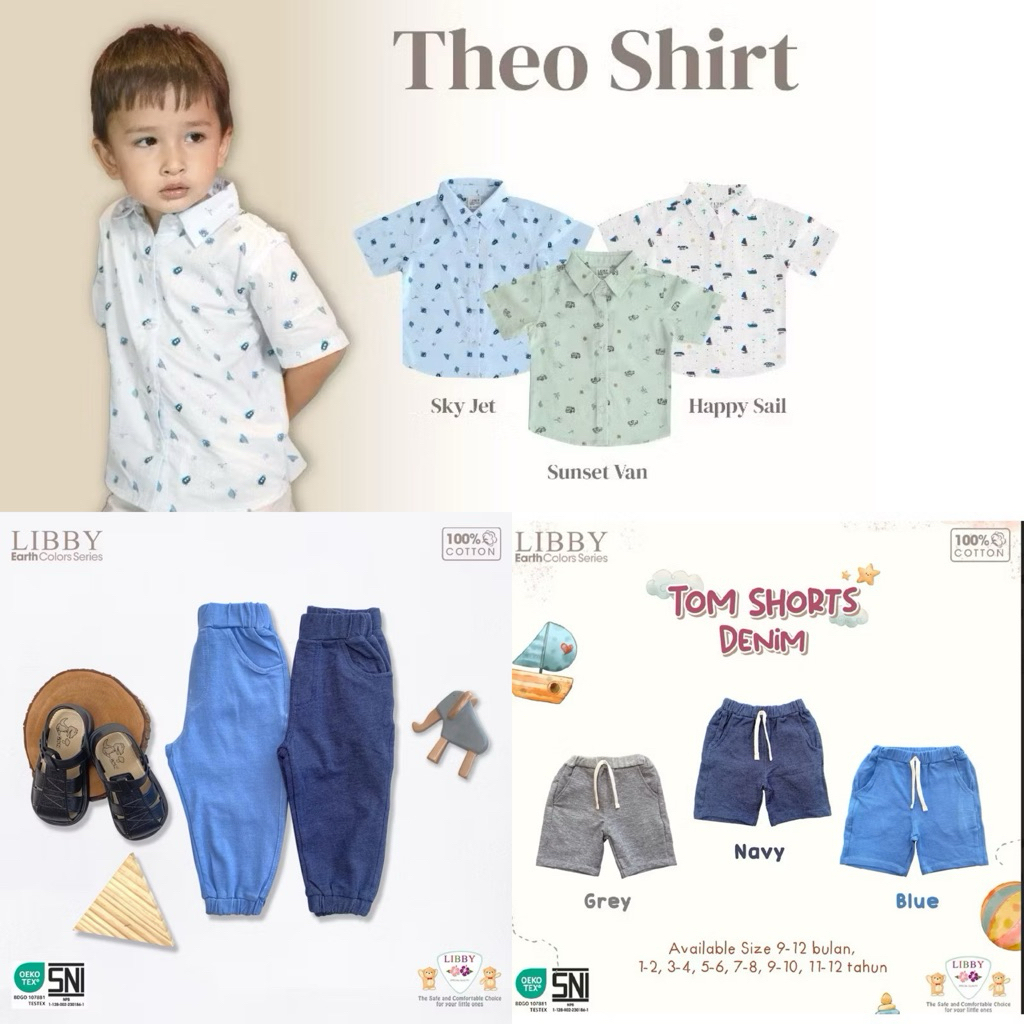 LIBBY THEO SHlRT / LONG/SHORT DENIM PANTS Celana panjang/pendek denim libby 9bulan-11tahun