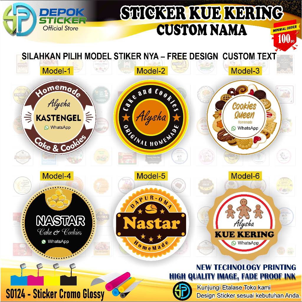 STIKER KUE KERING KUE LEBARAN TOPLES CUSTOM NAMA