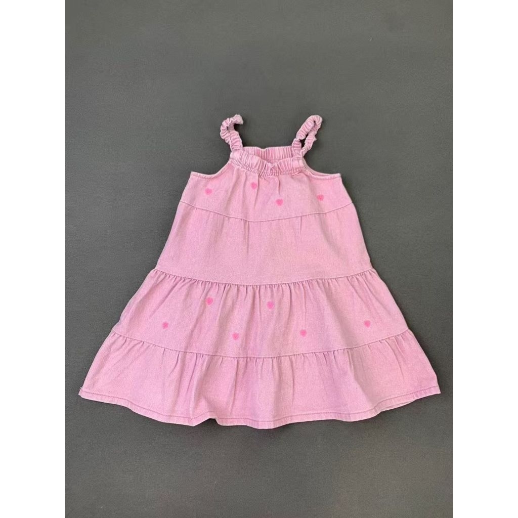 Syauqi Dress kutung jeans warna pink bordir