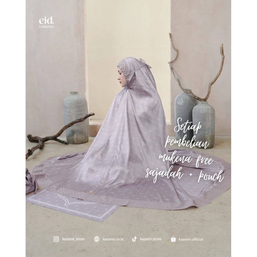Telekung Mahira ori Kazami Store Free Sajadah - Mukena silk jumbo motif cantik | Denaf.outfit