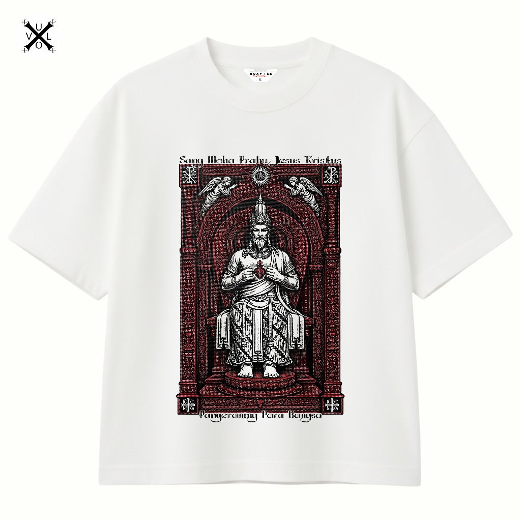 Kaos Rohani Hati Kudus Tuhan Yesus Ganjuran - Boxy Oversized Unisex, Cotton Combed 24s 200+GSM