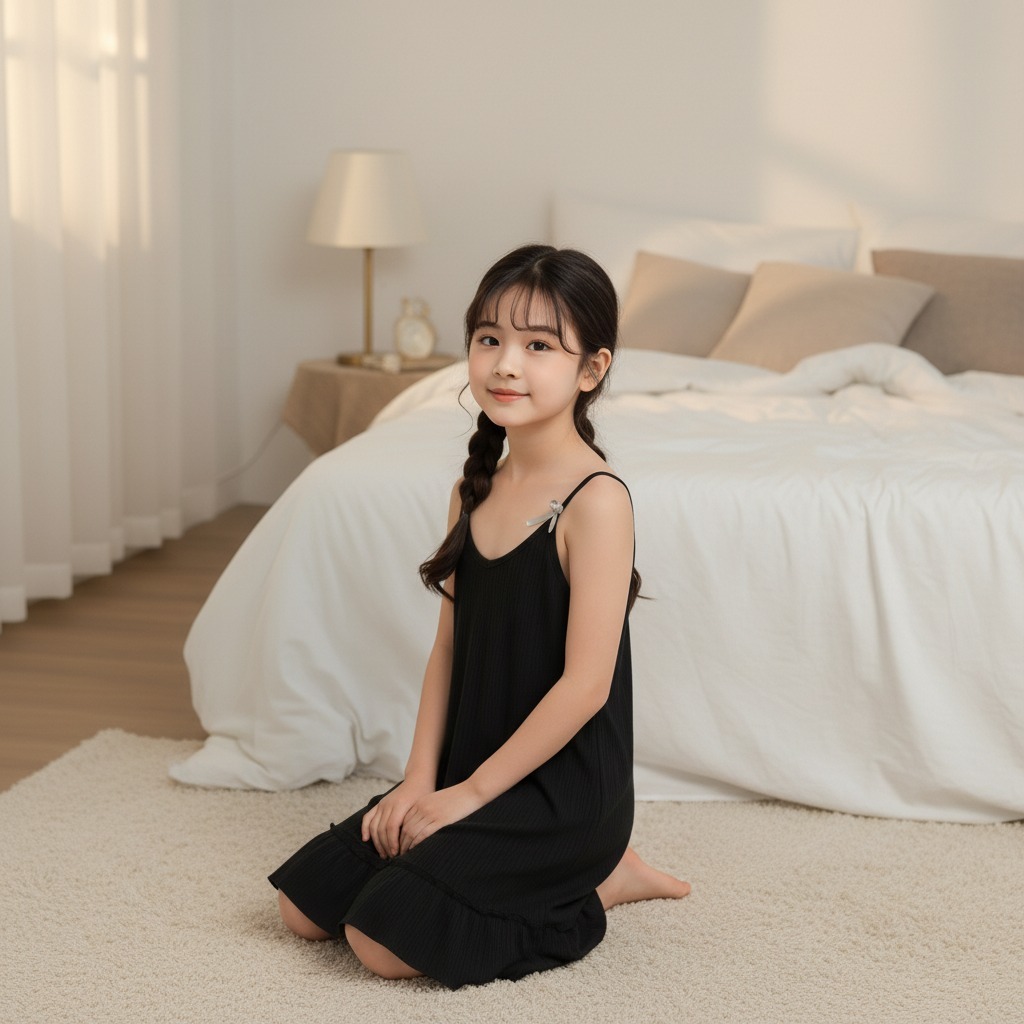 PAKAIAN ANAK PEREMPUAN BAHAN HYGT POLOS LEMBUT DRESS RUFFLE TALI KECIL KEKINIAN