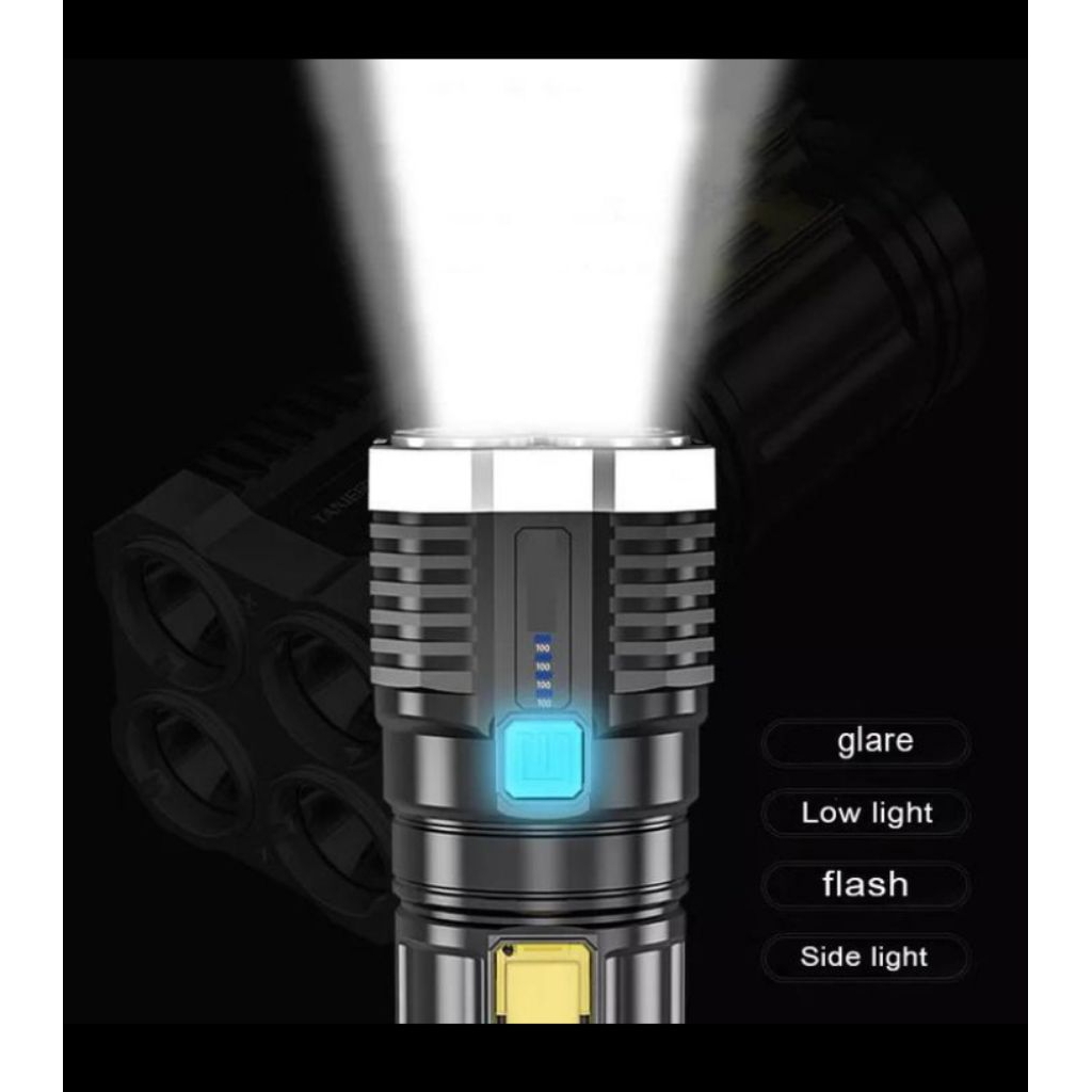 Senter 4 LED + COB Light super terang L-S03 Senter Rechargeble
