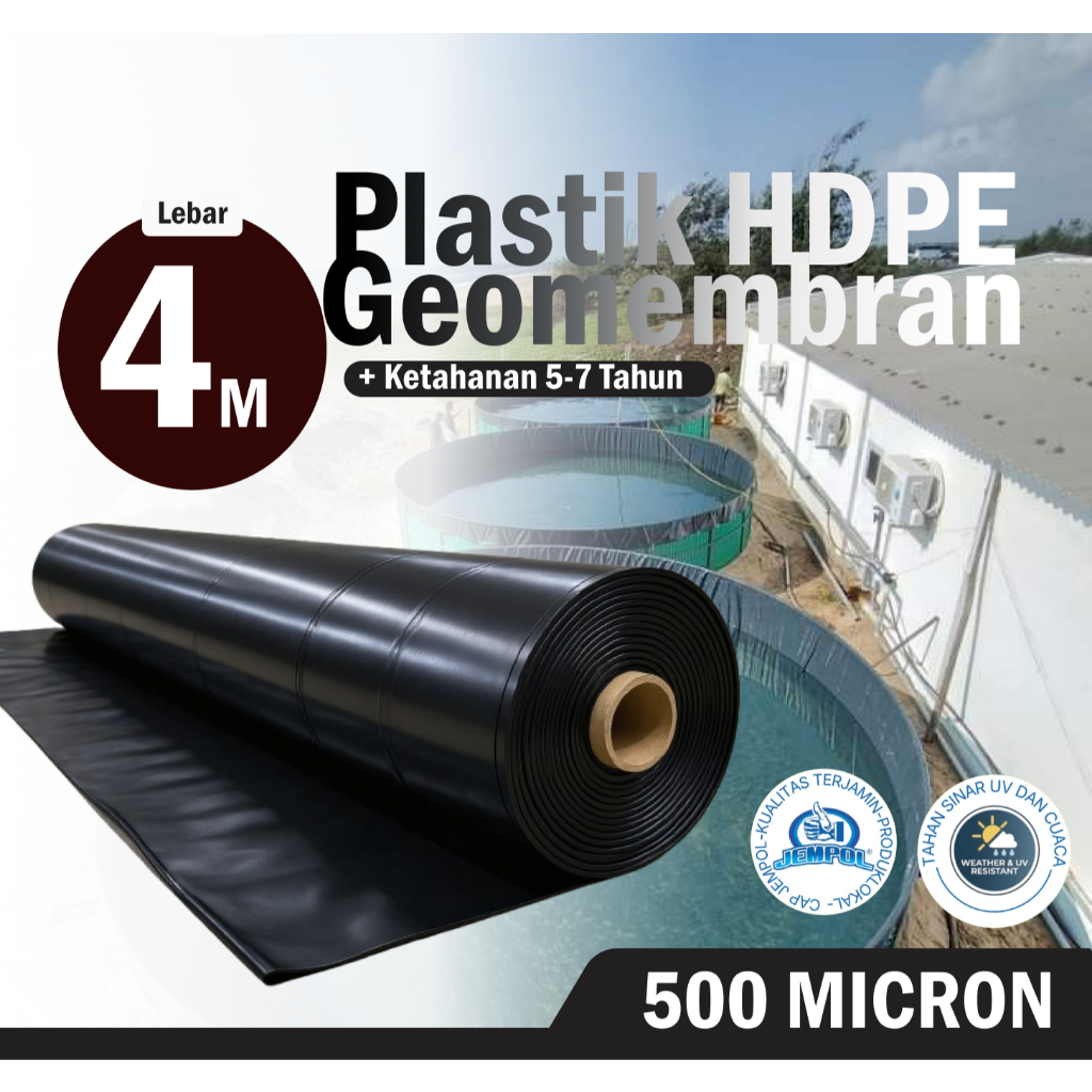 GEOMEMBRAN LEBAR 4M 500 MICRON/KOLAM/TAMBAK/HDPE