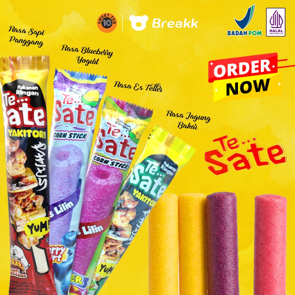 SWEET TENTE SATE CORN STICK (ISI 20-80 PCS 1 DUS) snack stik jagung rasa Jagung bakar Sapi panggang 