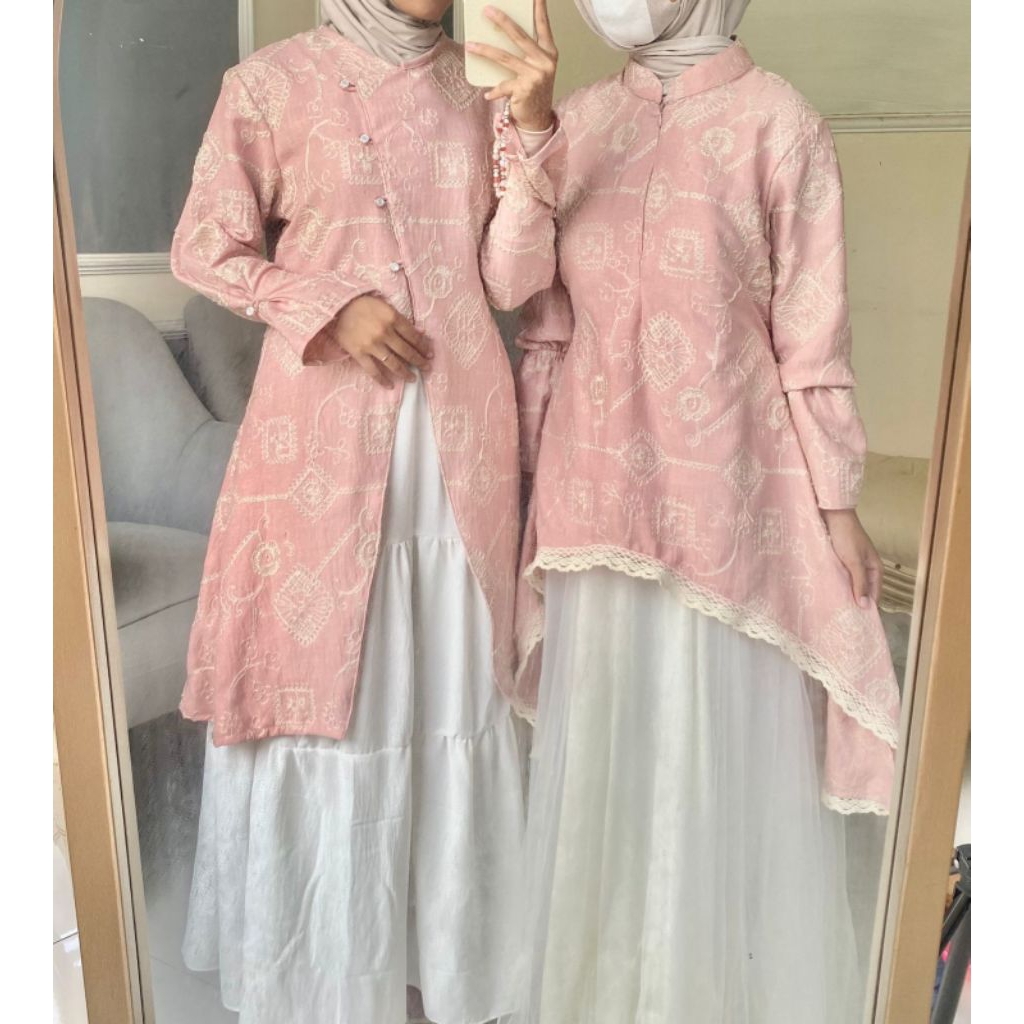 Tunik katun bordir cantik, tunik lebaran, tunik bordir bunga, tunik bordir model Janggan, tunik tang