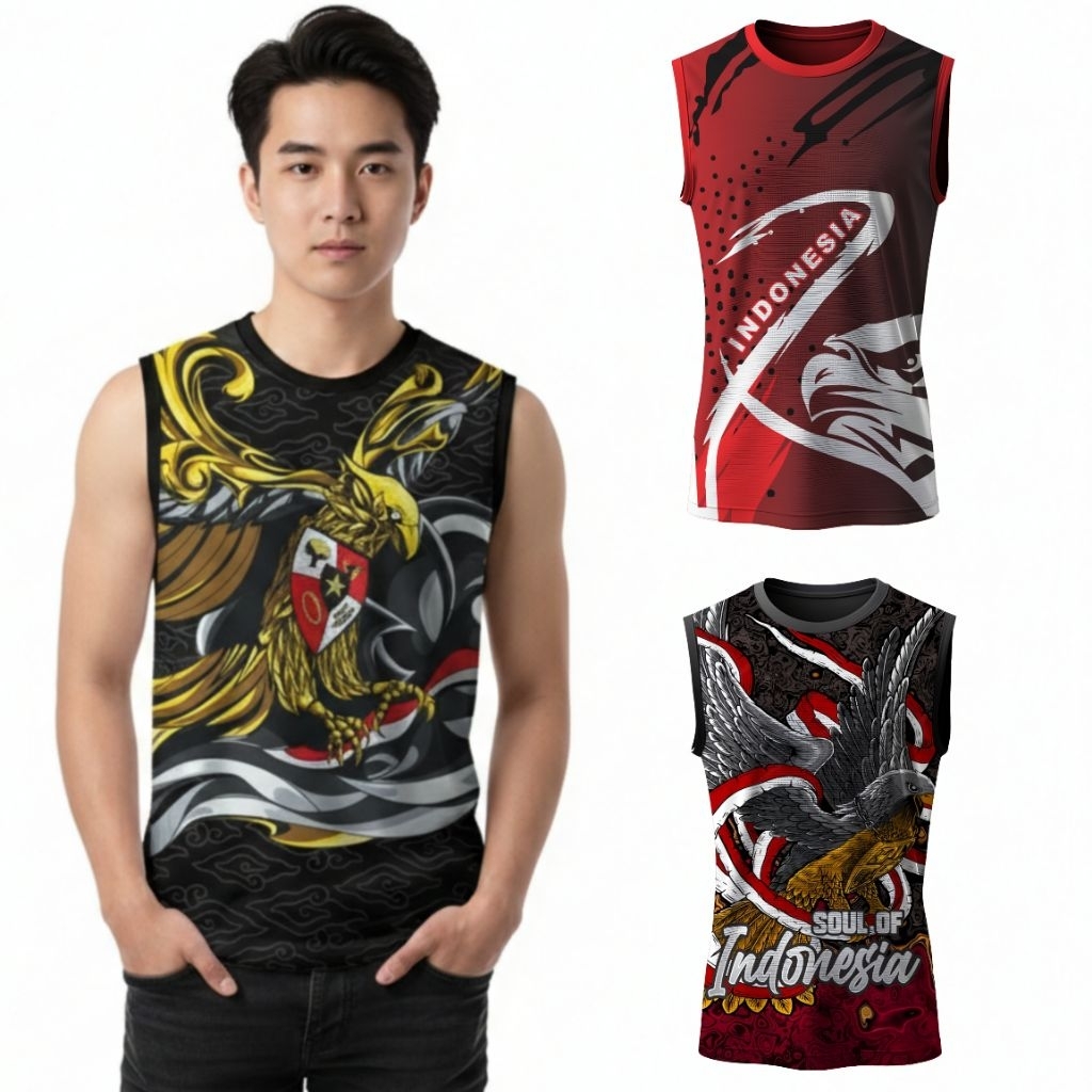 ATASAN singlet olahraga lekbong garuda jersey sports indonesia kaos running baju runners sepak bola 