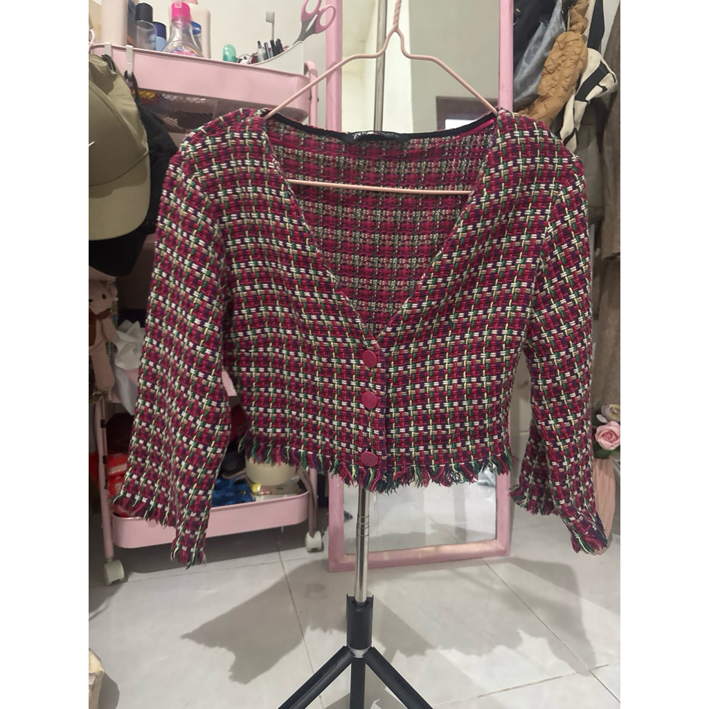 preloved zara tweed blazer